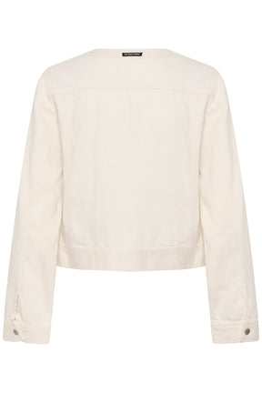 Vue arrière d’une veste courte blanc cassé avec empiècement et manches longues pour femme par InWear
