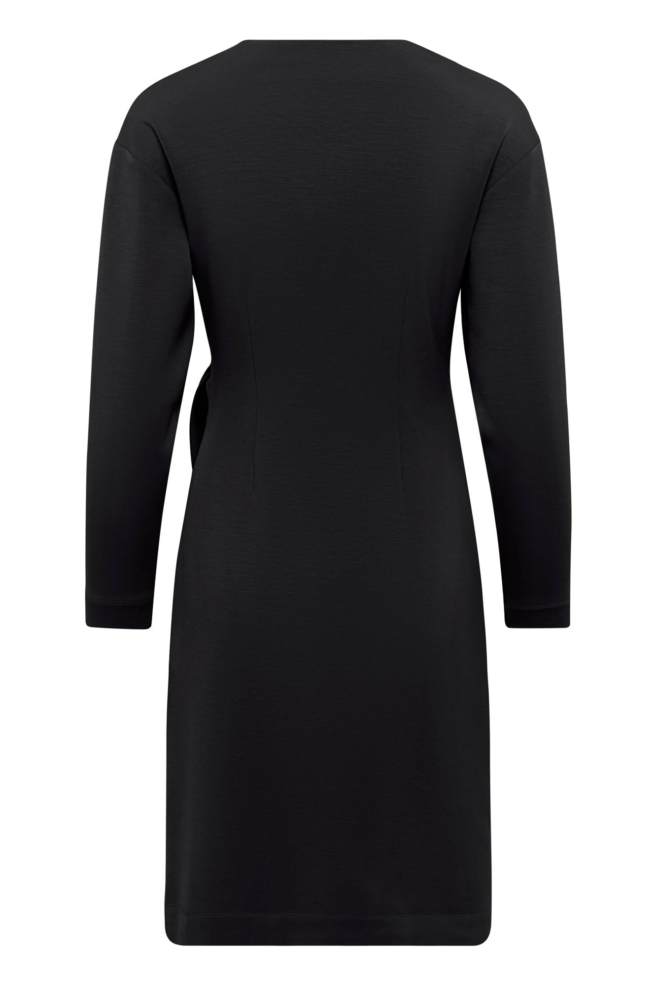 Vue arrière de la robe noire à manches longues avec ourlet droit et pinces au dos pour femme par InWear