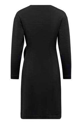 Vue arrière de la robe noire à manches longues avec ourlet droit et pinces au dos pour femme par InWear