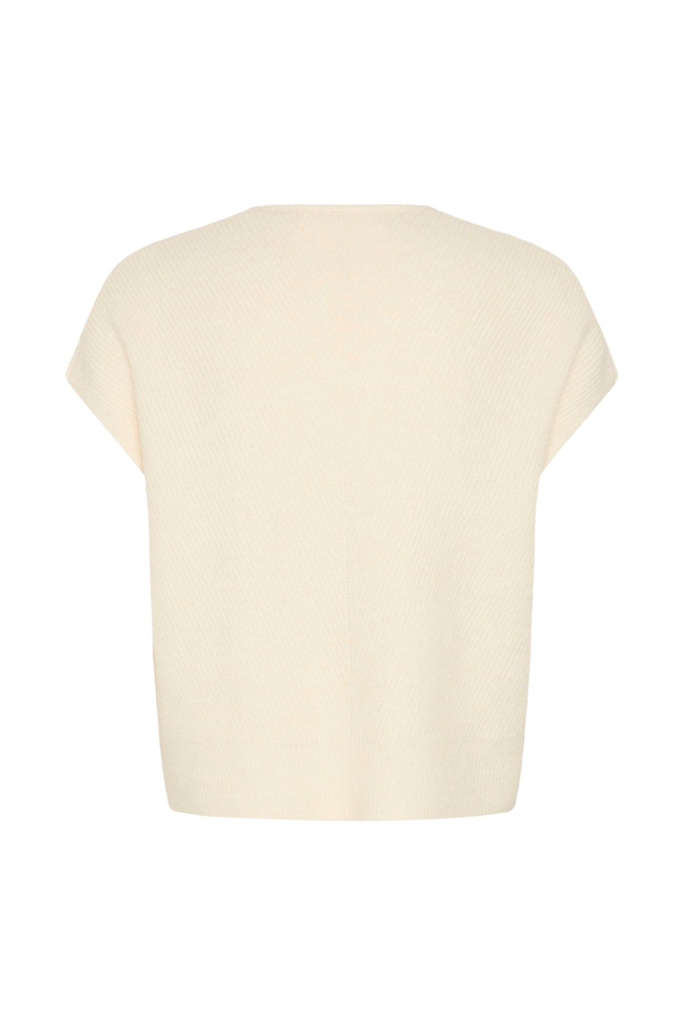 T-Shirt en tricot crème côtelé, à manches courtes et ourlet droit pour femme par InWear, vue de dos