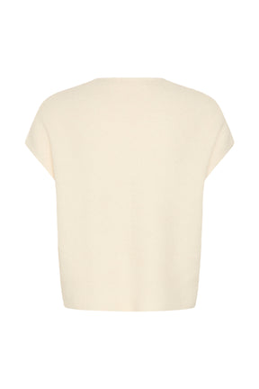 T-Shirt en tricot crème côtelé, à manches courtes et ourlet droit pour femme par InWear, vue de dos