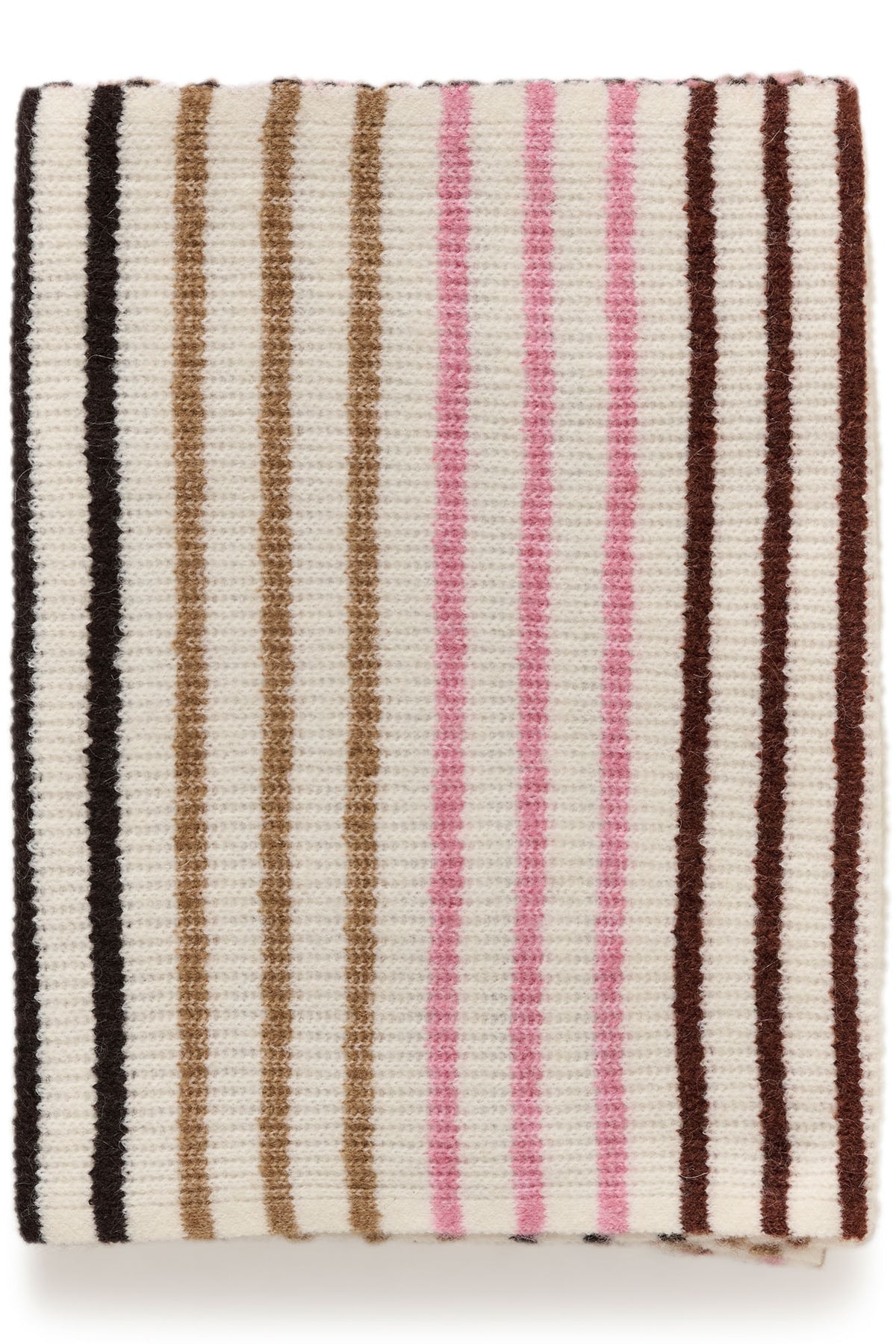 Bout de foulard ivoire côtelé à rayures noires avec tan ainsi que roses et brunes pour femme par InWear en vue à plat