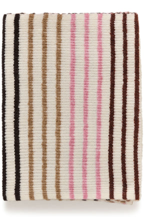 Bout de foulard ivoire côtelé à rayures noires avec tan ainsi que roses et brunes pour femme par InWear en vue à plat