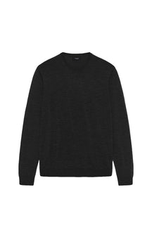 Chandail en tricot noir à manches longues, vue de face avec poignets et ourlet côtelés pour homme par Matinique
