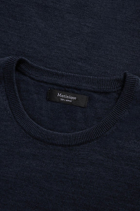 Chandail manches longues bleu marine foncé, detail pour homme par Matinique