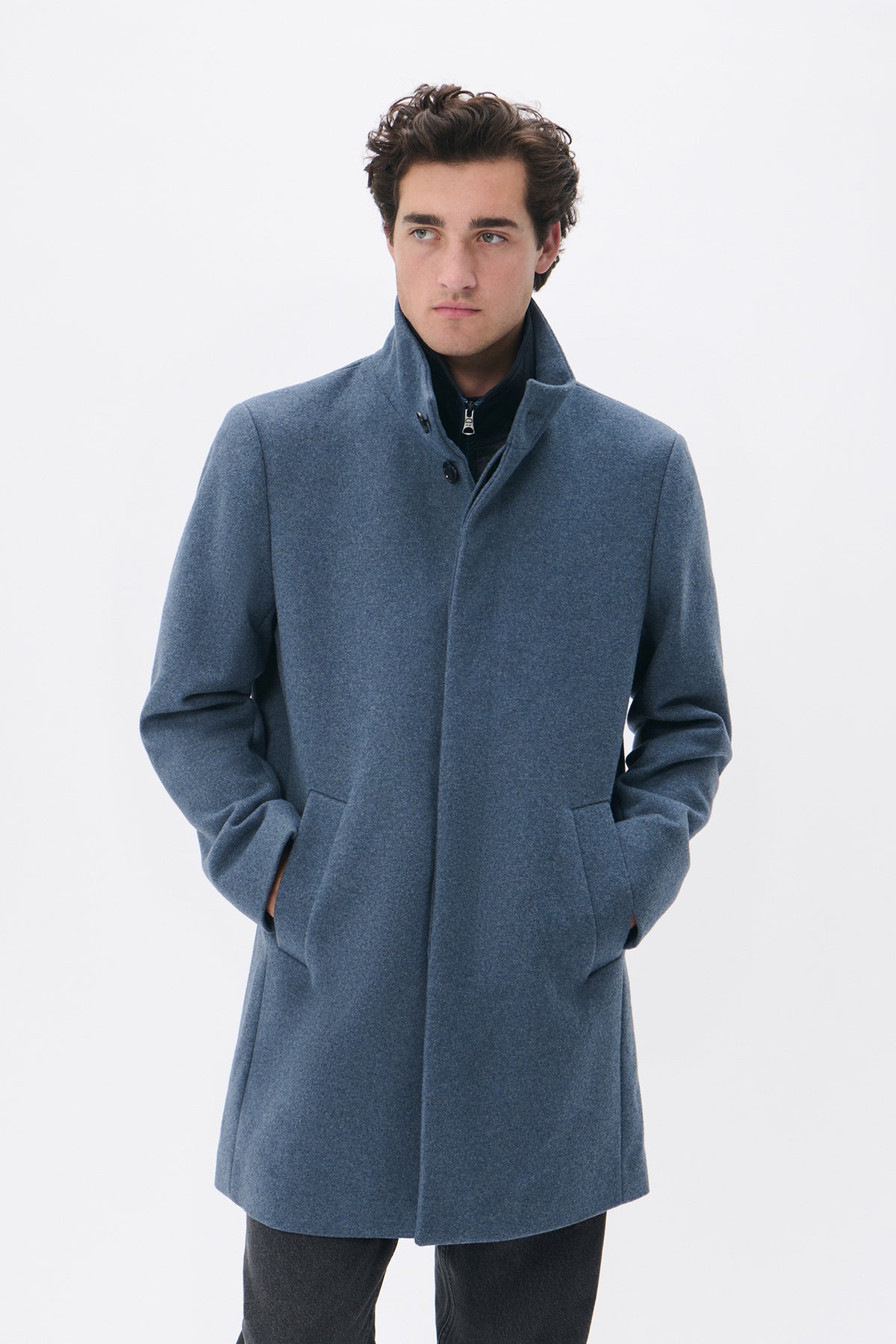 Manteau d'hiver habillé pour homme par Matinique | 30203845 194026 Bleu Poussière | Boutique Vvög, vêtements mode pour homme et femme