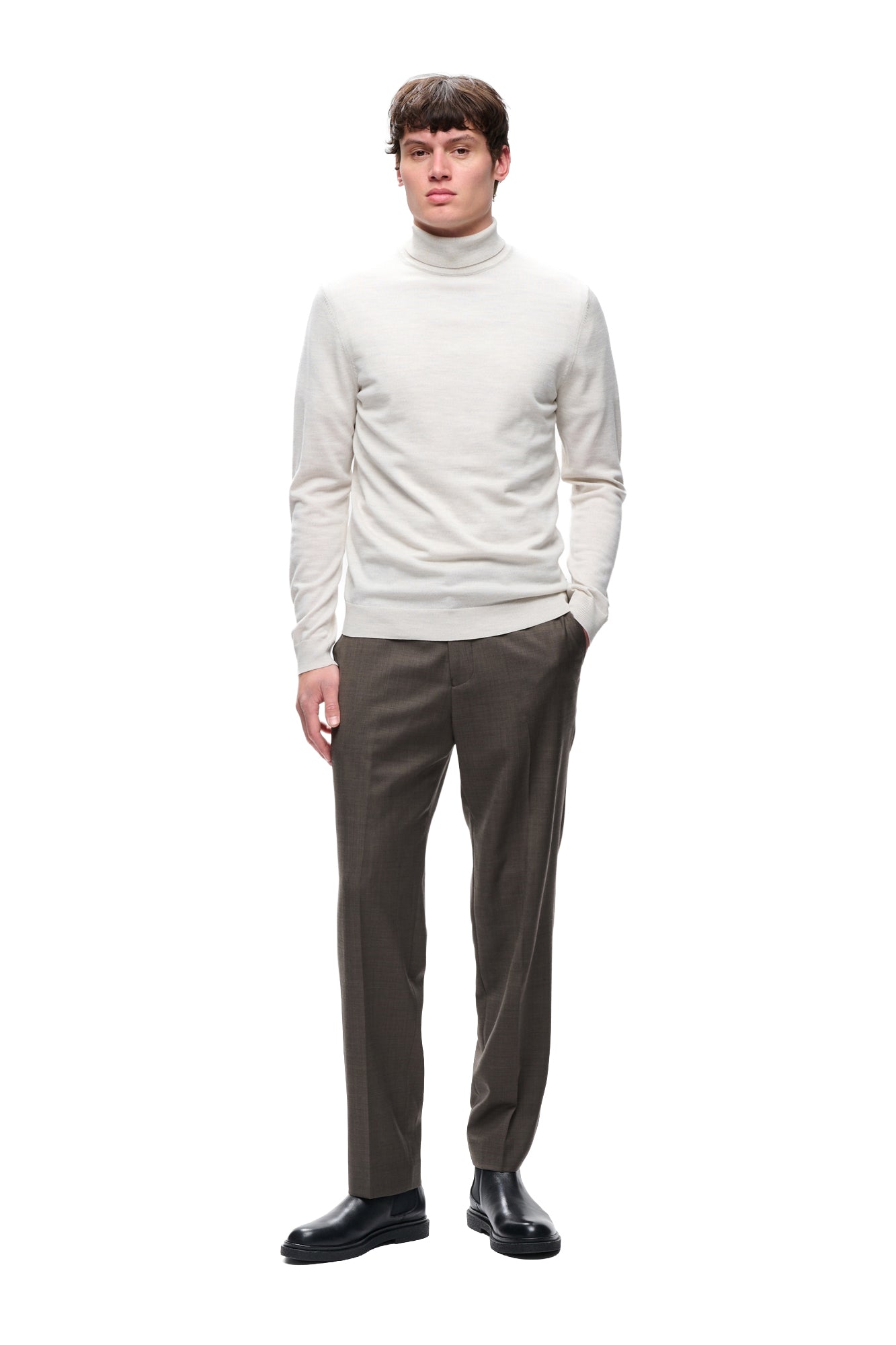 Chandail manches longues blanc, vue de face sur mannequin pour homme par Matinique
