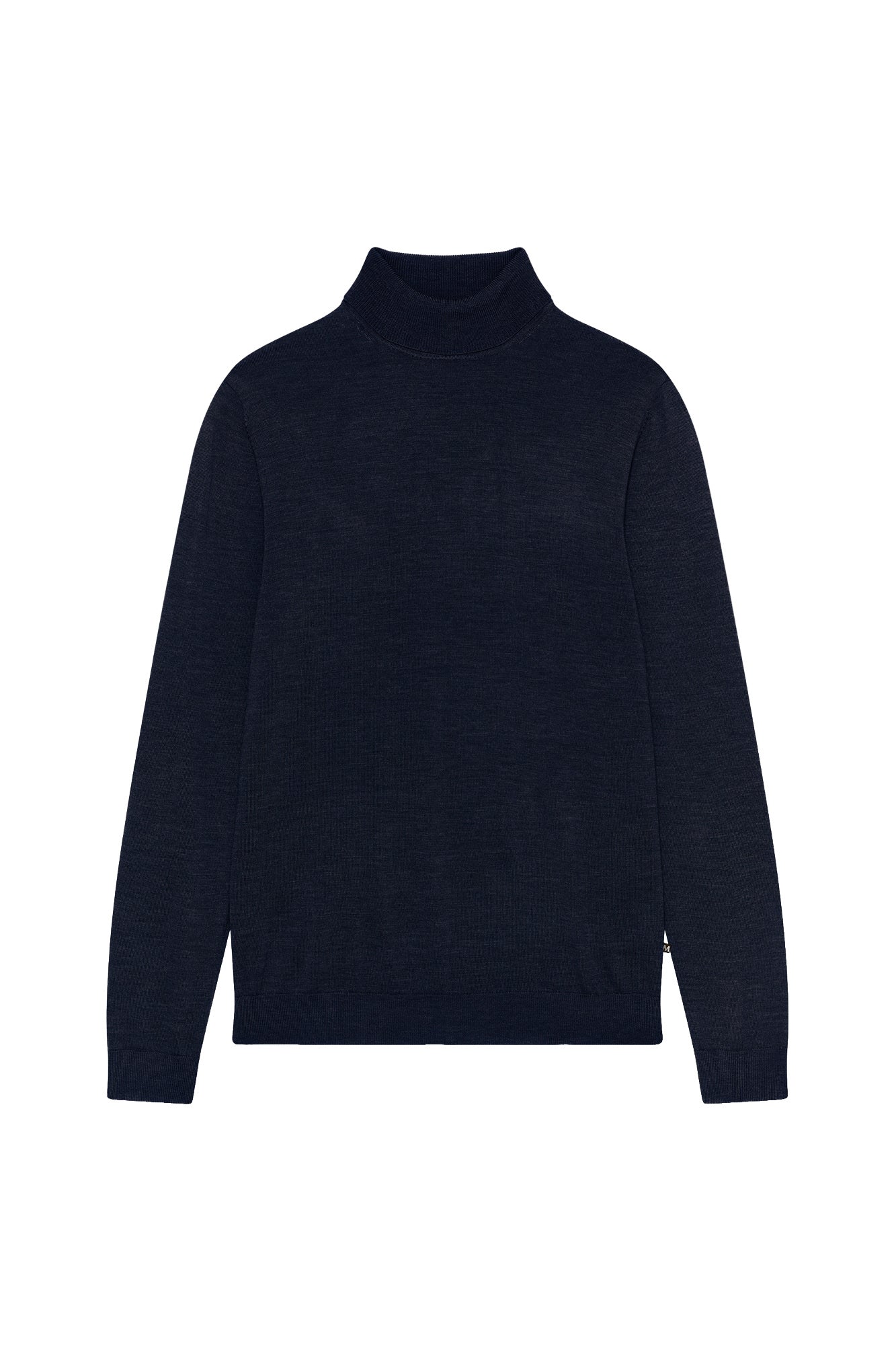 Chandail manches longues bleu marine à col roulé avec manches longues pour homme par Matinique, vue avant isolée