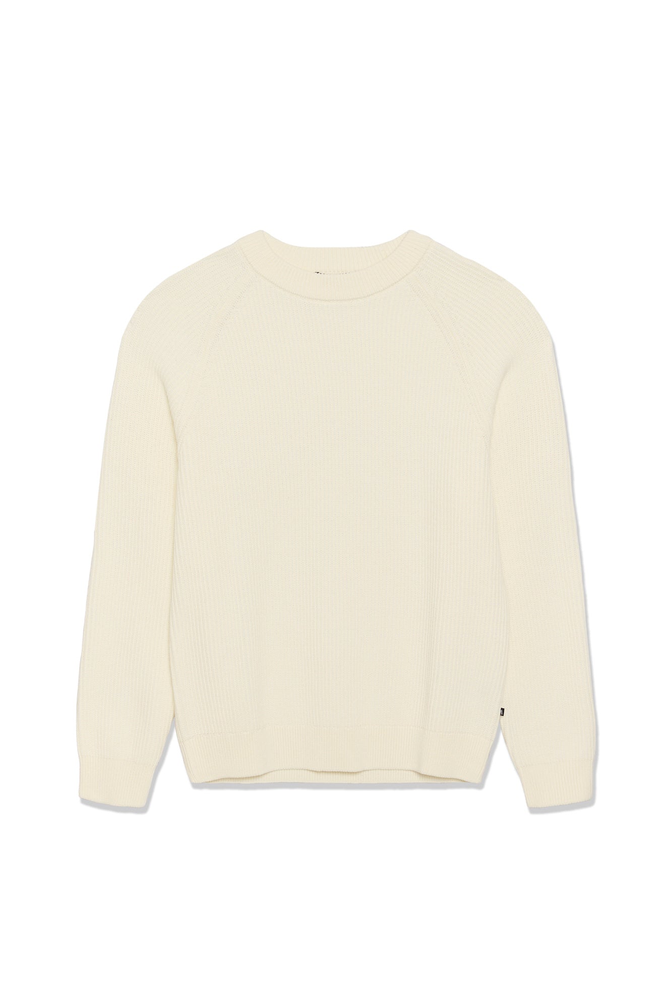 Vue isolée avant d’un chandail en tricot à manches longues crème à col rond pour homme par Matinique