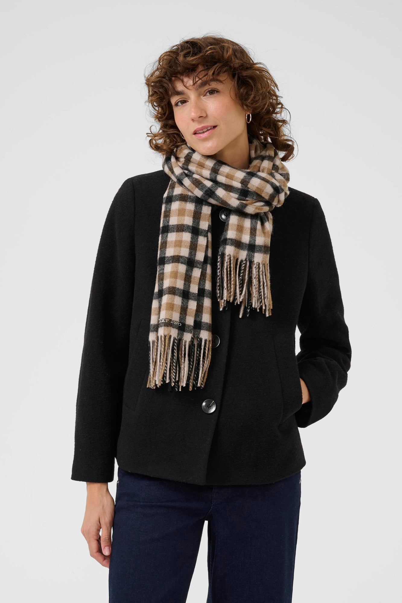 Foulard pour femme par Part Two | 30308757 Damier Noir | Boutique Vvög, vêtements mode pour homme et femme