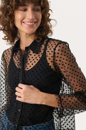 Blouse transparante pour femme par Part Two | 30309075 Pois Floqués Noirs | Boutique Vvög, vêtements mode pour homme et femme