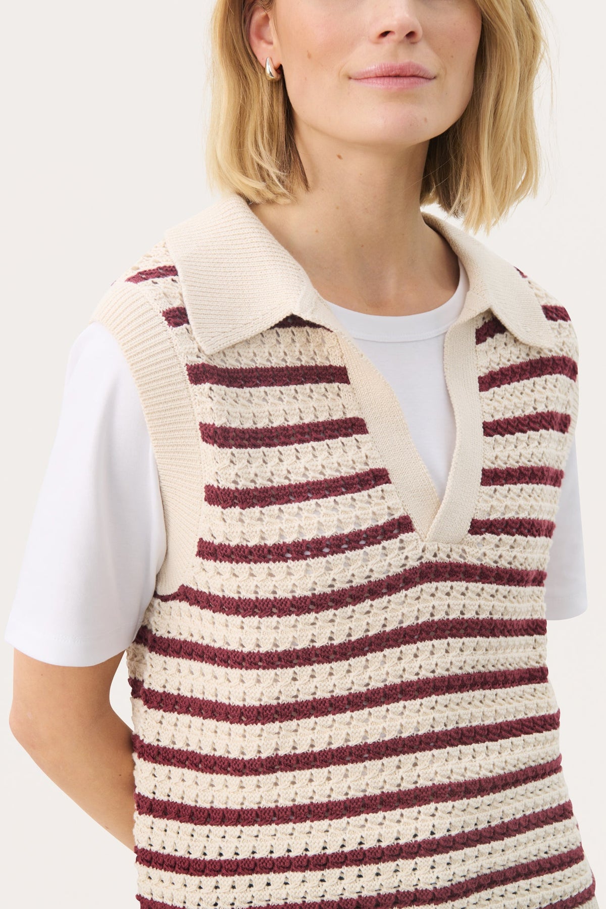 Blouson sans manche pour femme par Part Two | 30309704 Rayures Porto Tawny | Boutique Vvög, vêtements mode pour homme et femme
