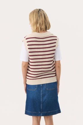 Blouson sans manche pour femme par Part Two | 30309704 Rayures Porto Tawny | Boutique Vvög, vêtements mode pour homme et femme
