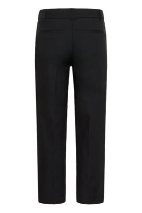 Vue arrière isolée de la pantalon jambe droite noir écourté à poches passepoilées et passants pour femme par Part Two