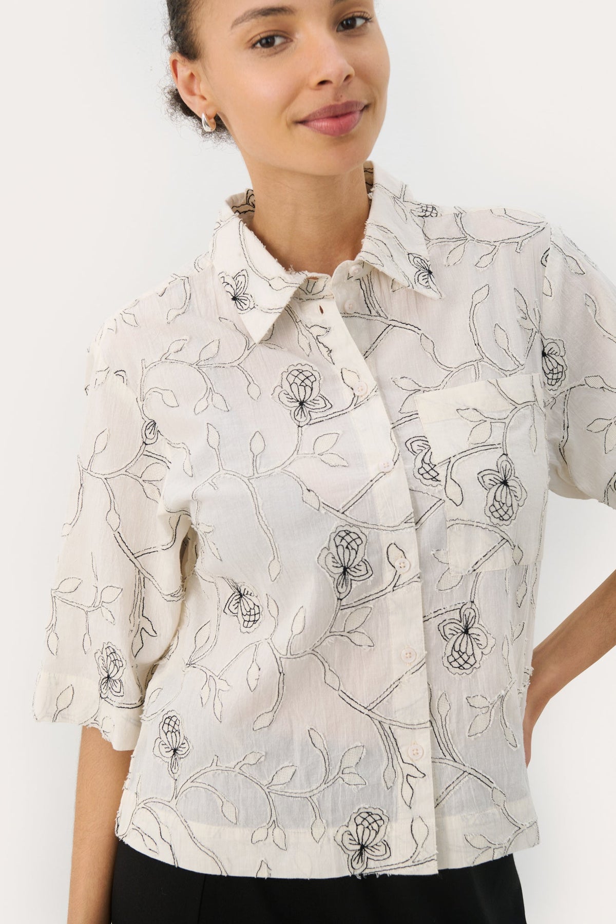 Blouse pour femme par Part Two | 30309825 Surpiqûre Noire | Boutique Vvög, vêtements mode pour homme et femme