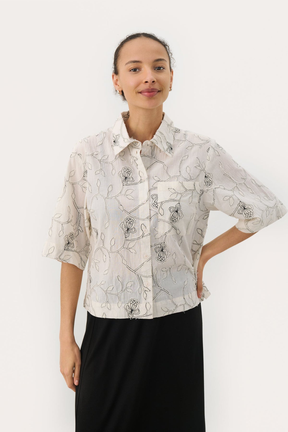 Blouse pour femme par Part Two | 30309825 Surpiqûre Noire | Boutique Vvög, vêtements mode pour homme et femme