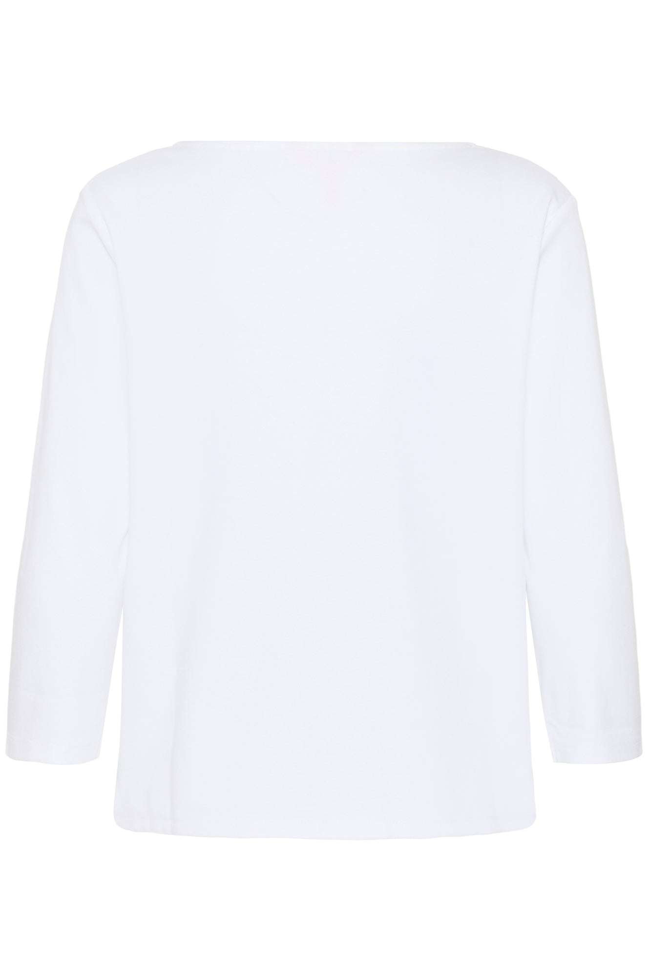 Vue isolée de dos du T-Shirt blanc à manches longues, dos uni et manches droites pour femme par Part Two
