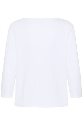 Vue isolée de dos du T-Shirt blanc à manches longues, dos uni et manches droites pour femme par Part Two