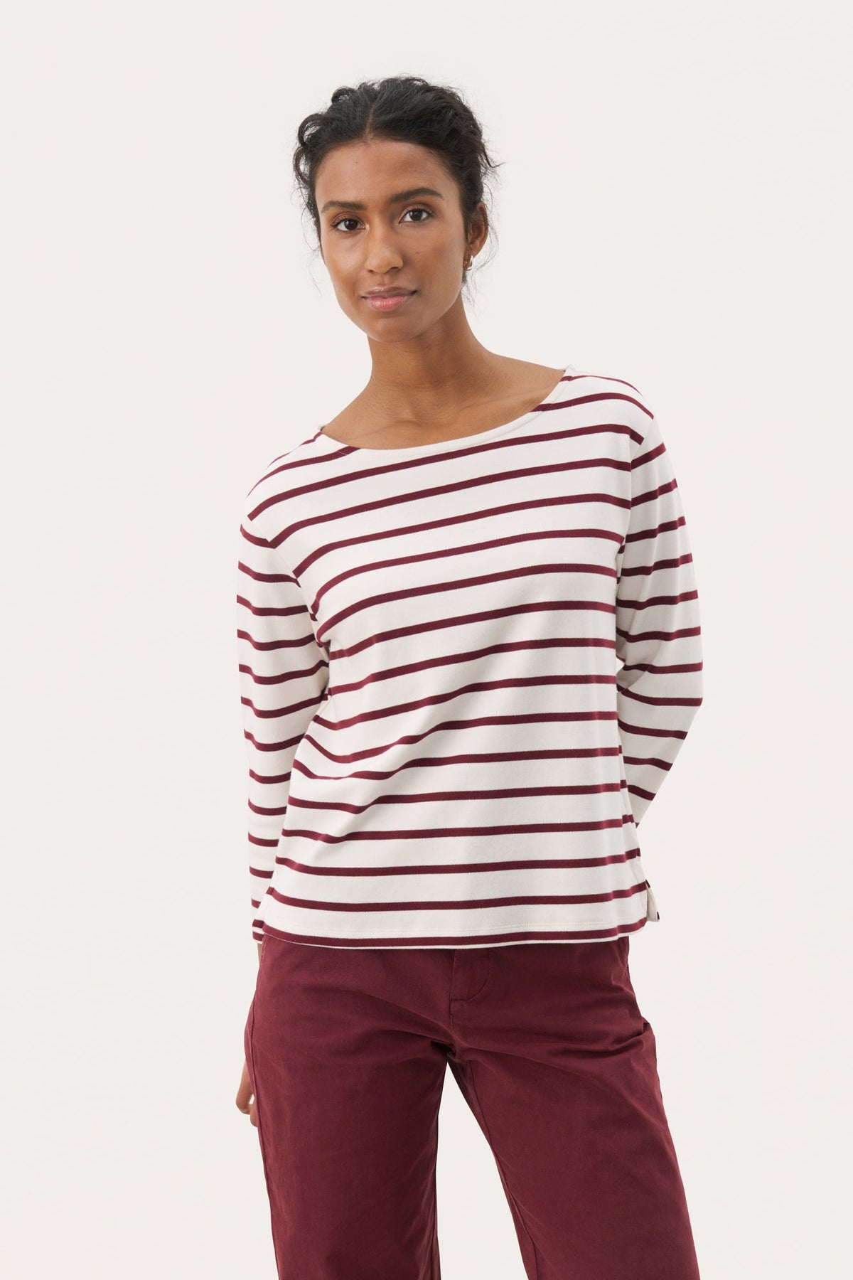 Chandail manches longues pour femme par Part Two | 30309864 Rayures Porto Tawny | Boutique Vvög, vêtements mode pour homme et femme