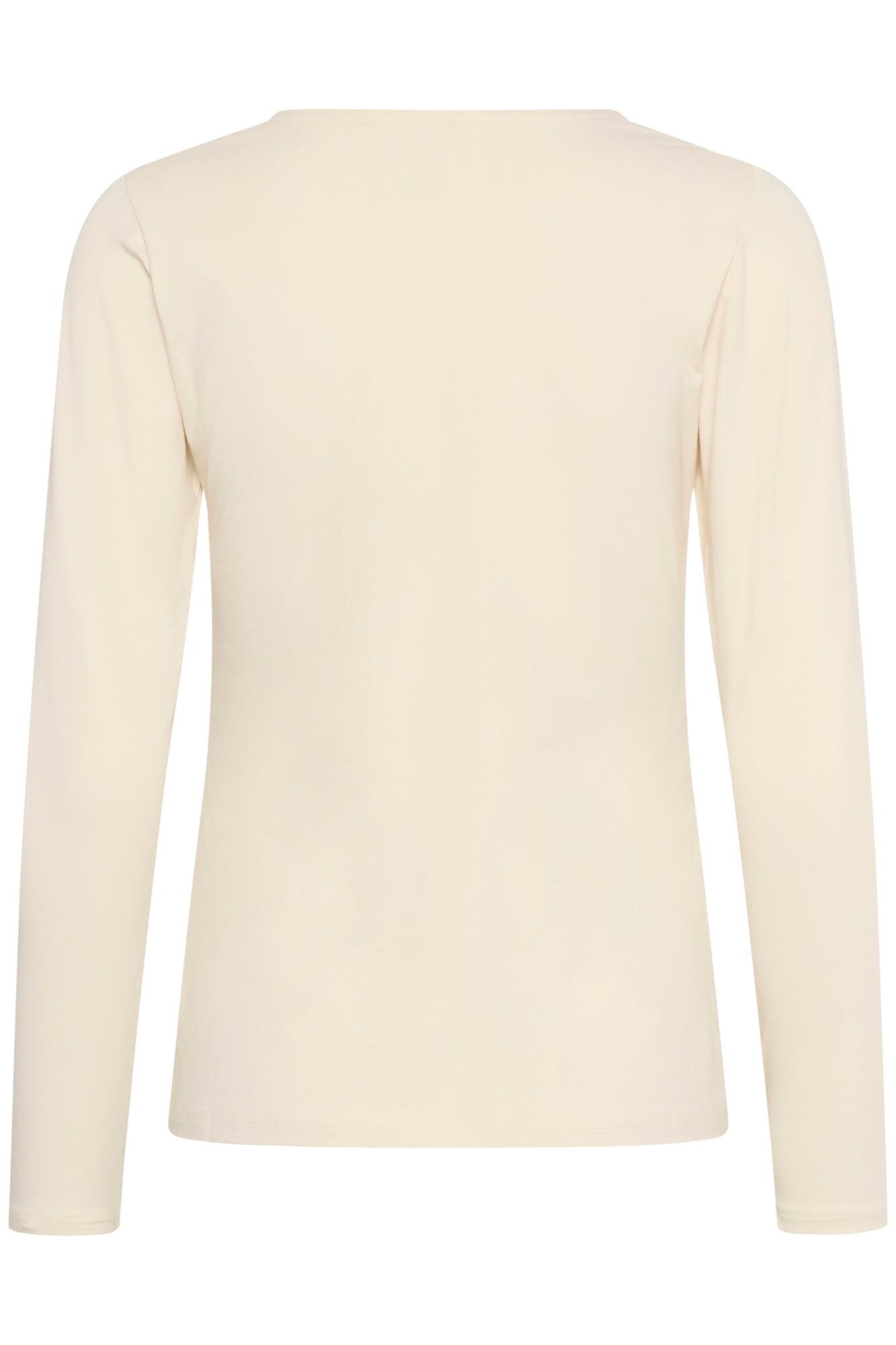 Vue arrière isolée du T-Shirt crème à manches longues avec dos uni et ourlet droit pour femme par Part Two