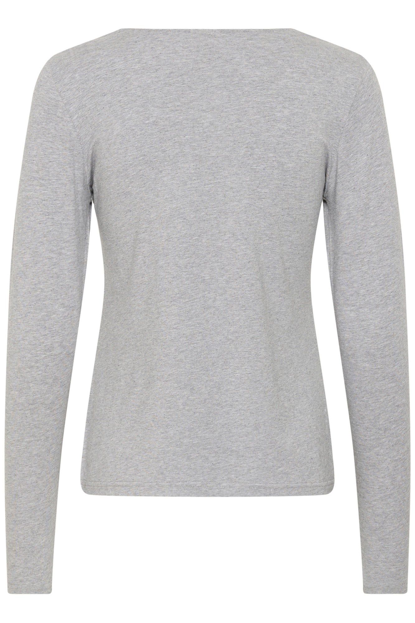 Vue arrière isolée d’un T-Shirt gris chiné à manches longues et encolure haute pour femme par Part Two