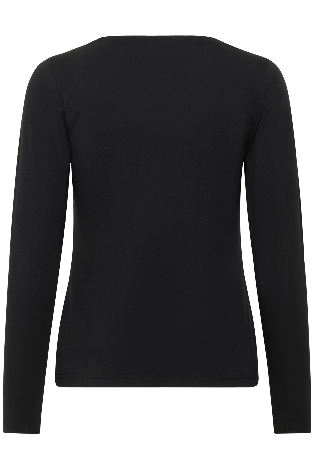 Part Two women's plain black long sleeve T-Shirt with straight stitched hem shown from the back