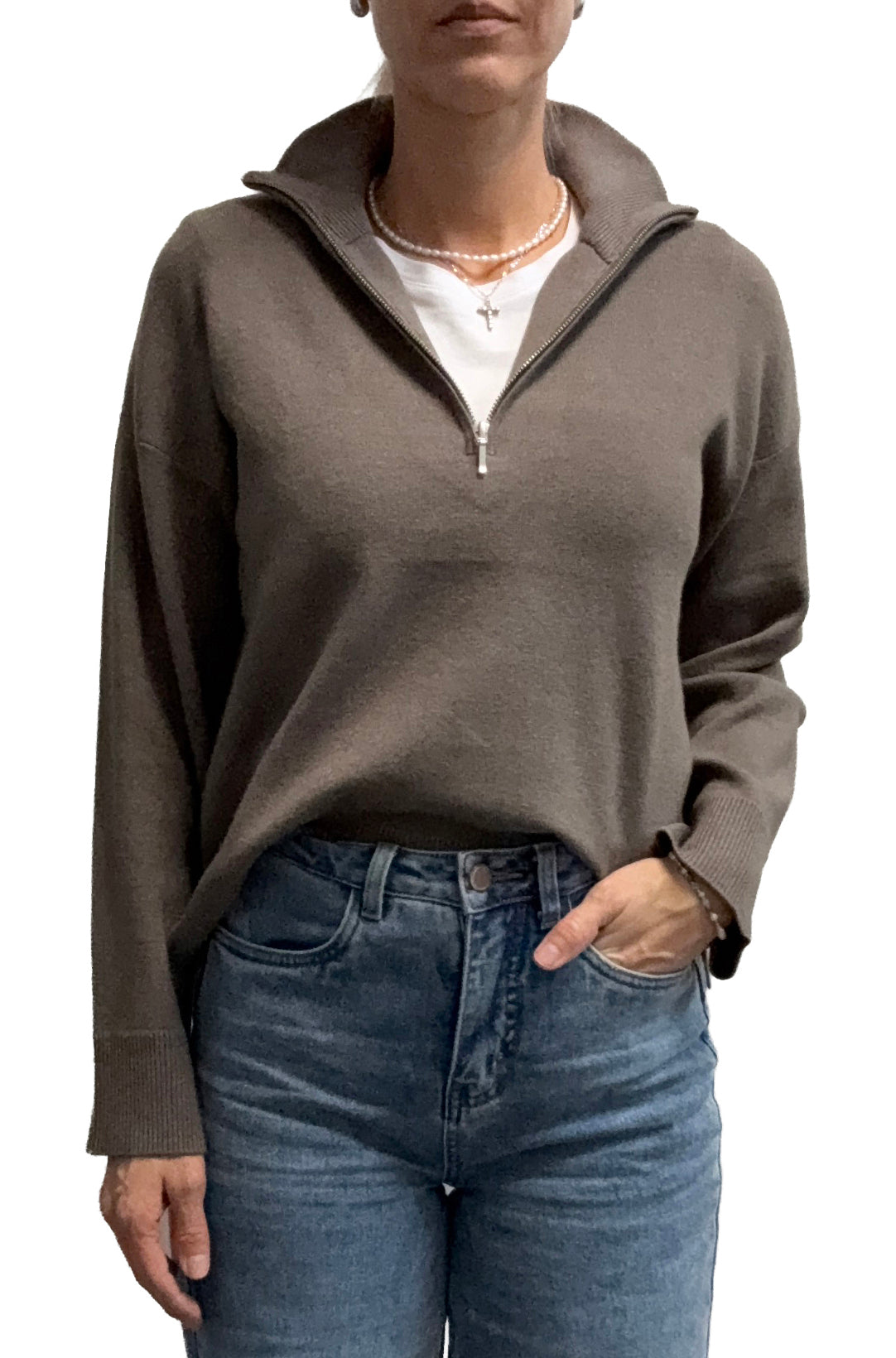 Veste demi-zip pour femme par Part Two | 30310024 Mélange Vison | Boutique Vvög, vêtements mode pour homme et femme