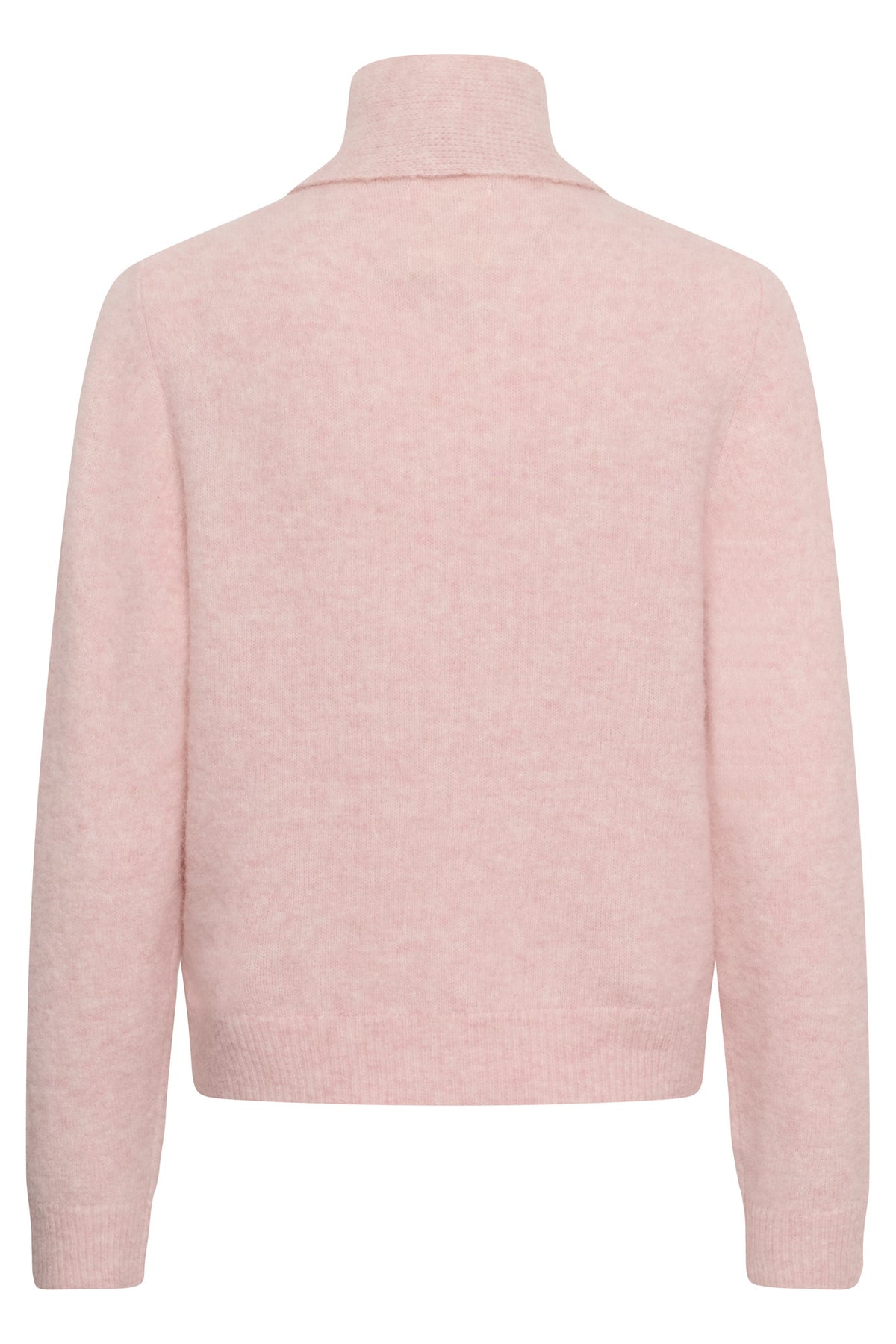 Chandail manches longues en tricot rose pâle, vue de dos avec col montant et manches longues pour femme par Part Two