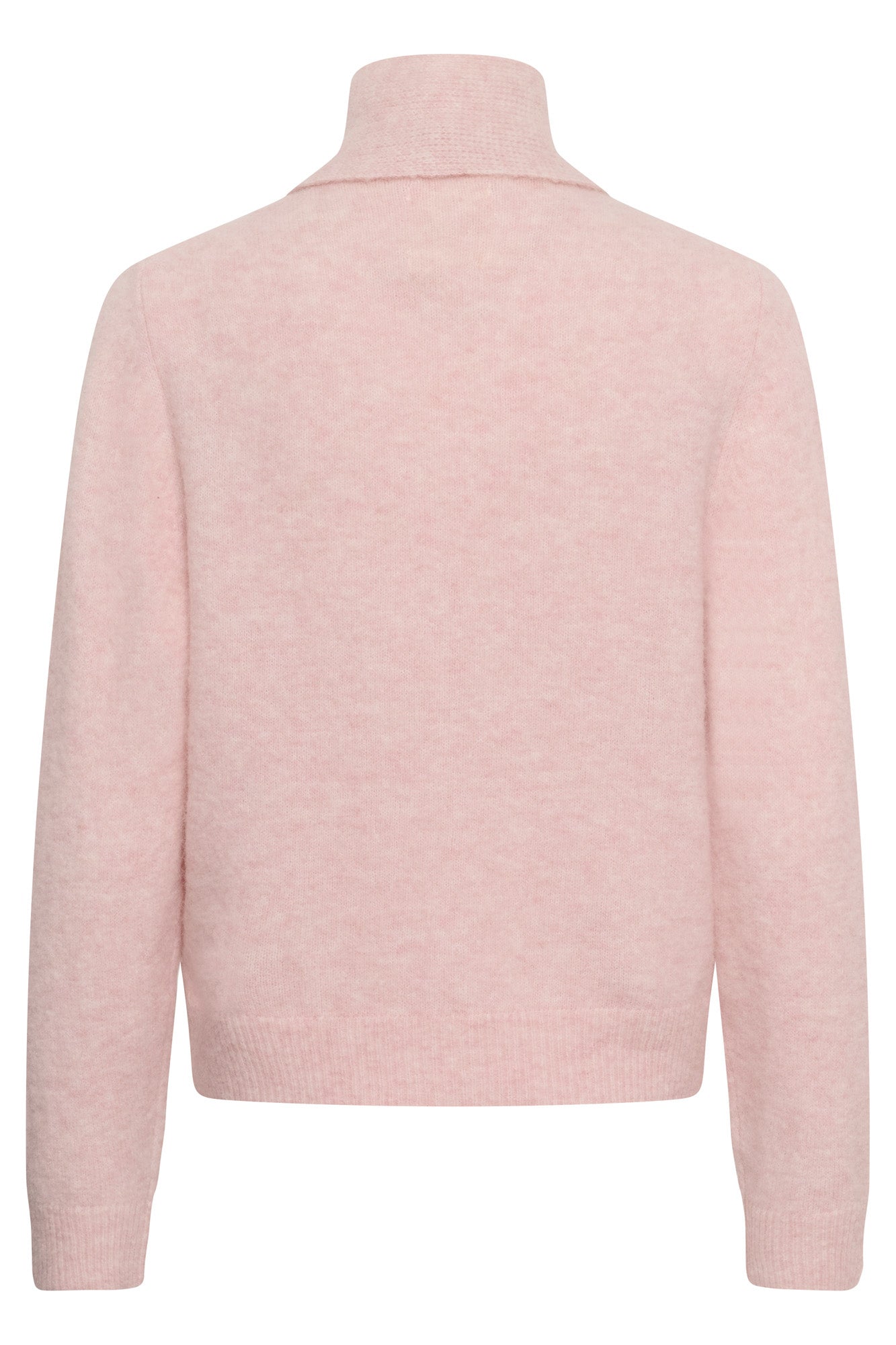 Chandail manches longues en tricot rose pâle, vue de dos avec col montant et manches longues pour femme par Part Two