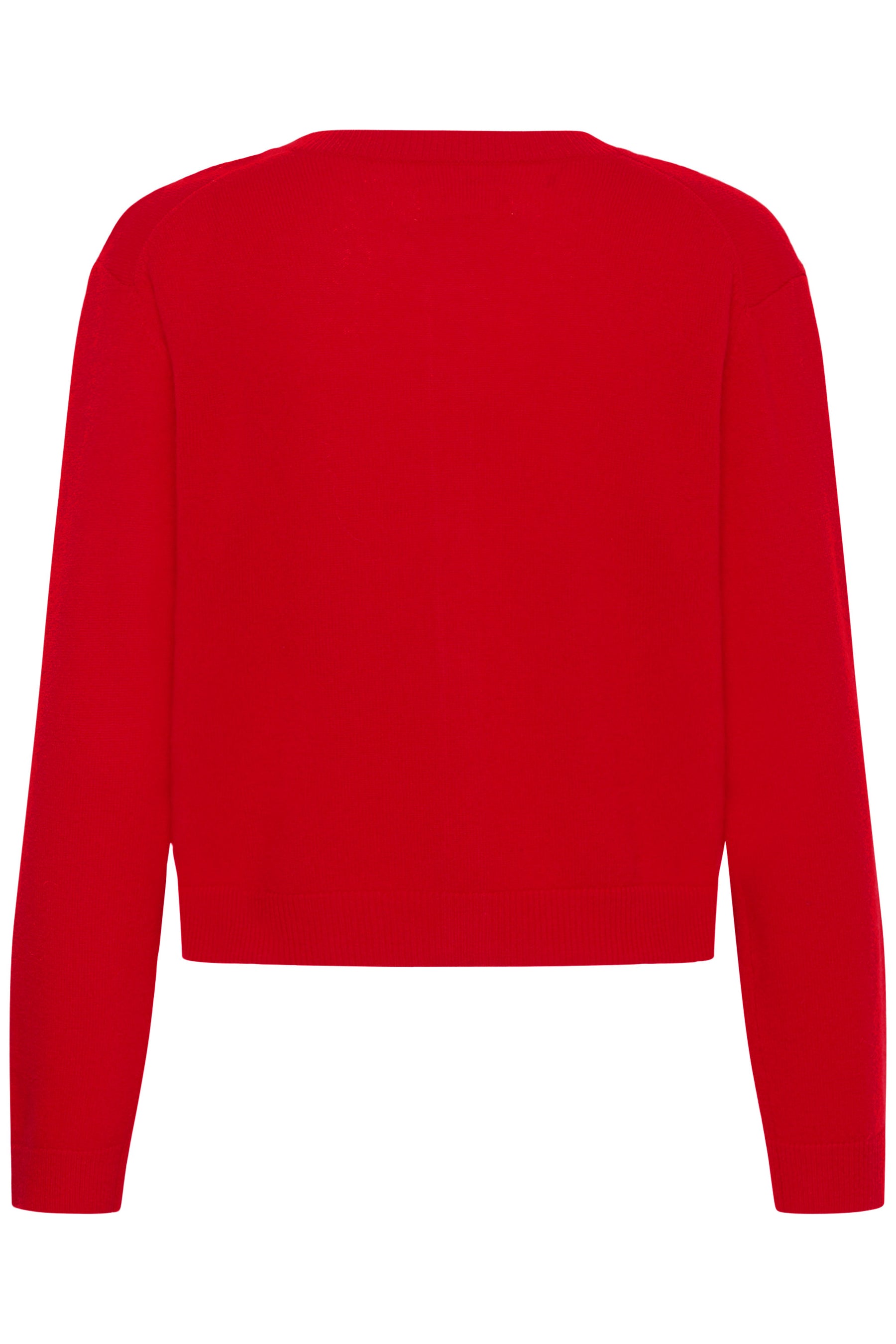 Cardigan en tricot rouge vif avec encolure ronde, manches longues et ourlet côtelé pour femme par Part Two, vue de dos