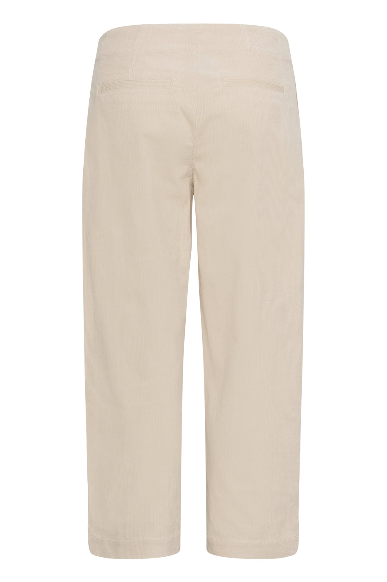 Vue arrière d’une pantalon jambe droite droit en velours côtelé crème avec poches passepoilées pour femme par Part Two
