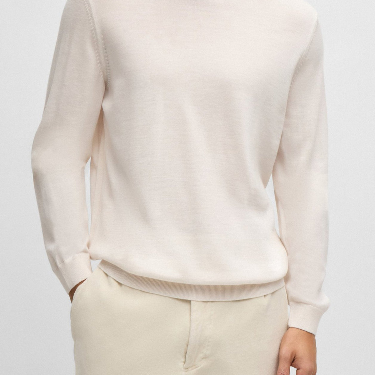 Pull Léger Sans Manches Hugo Boss - Blanc Avec Revers Noir, Taille L (Occasion TBE)