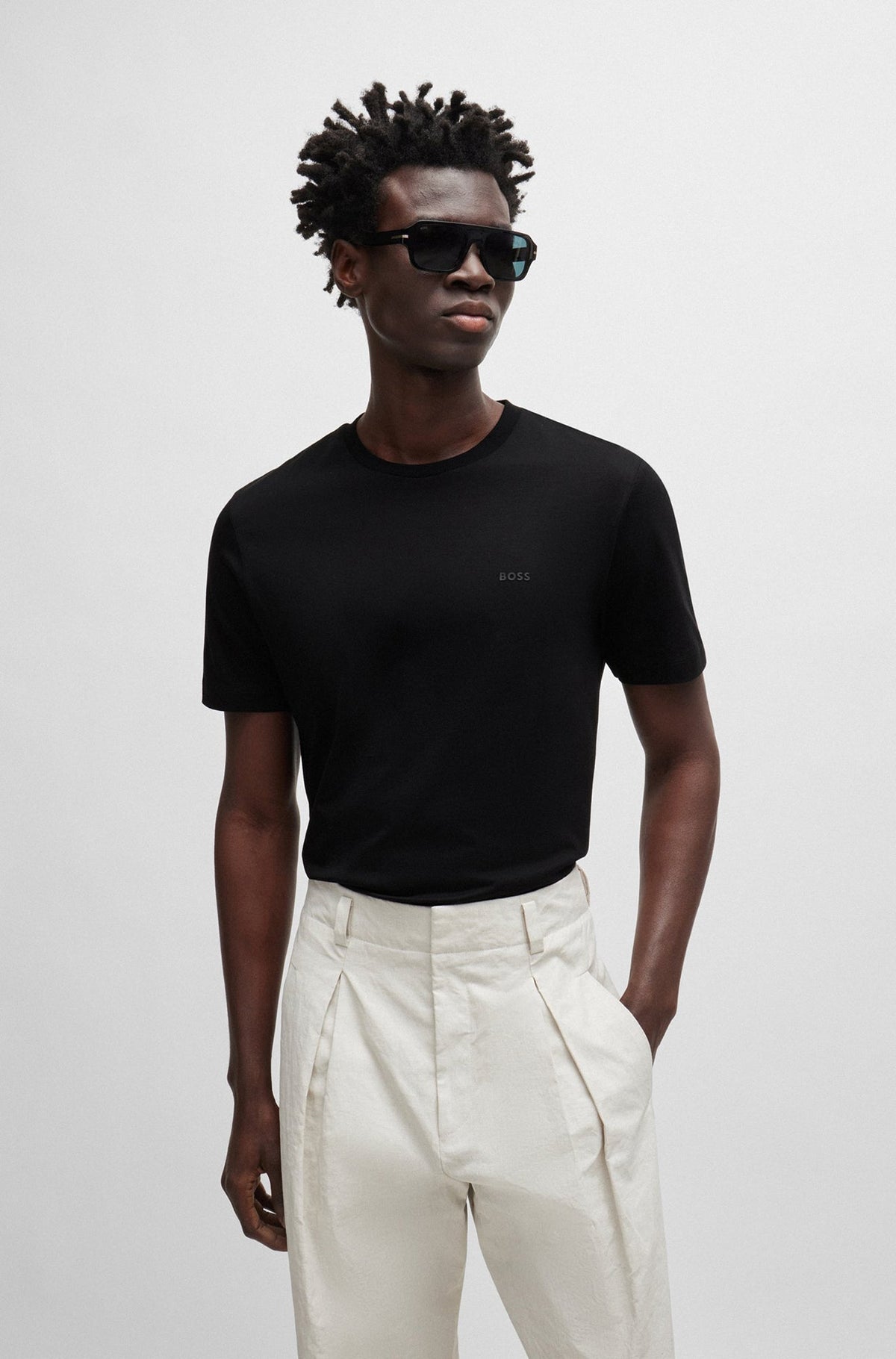 T-Shirt habillée pour homme par HUGO BOSS collection Sport | 50468347 Noir/001-BLACK | Boutique Vvög, vêtements mode pour homme et femme