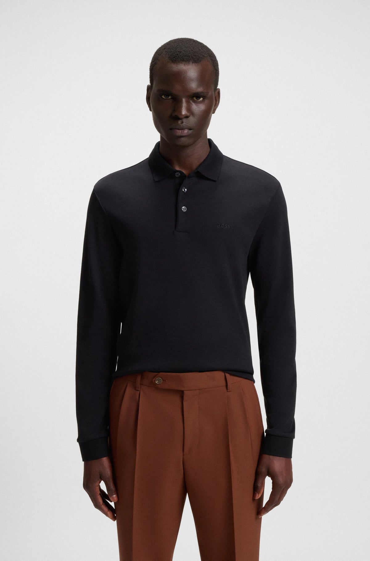 Polo manches longues pour homme par HUGO BOSS | 50468392 Noir | Boutique Vvög, vêtements mode pour homme et femme