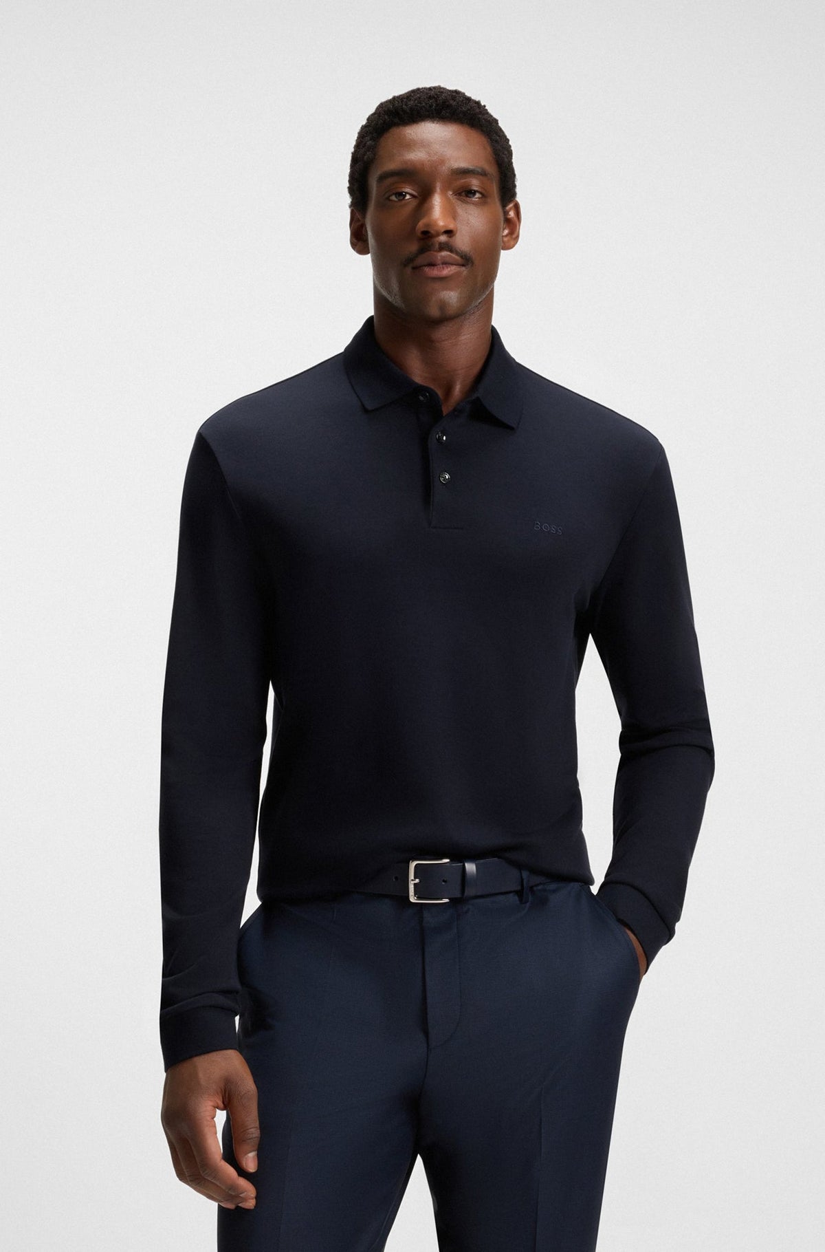 Polo manches longues pour homme par HUGO BOSS | 50468392 Bleu Foncé | Boutique Vvög, vêtements mode pour homme et femme