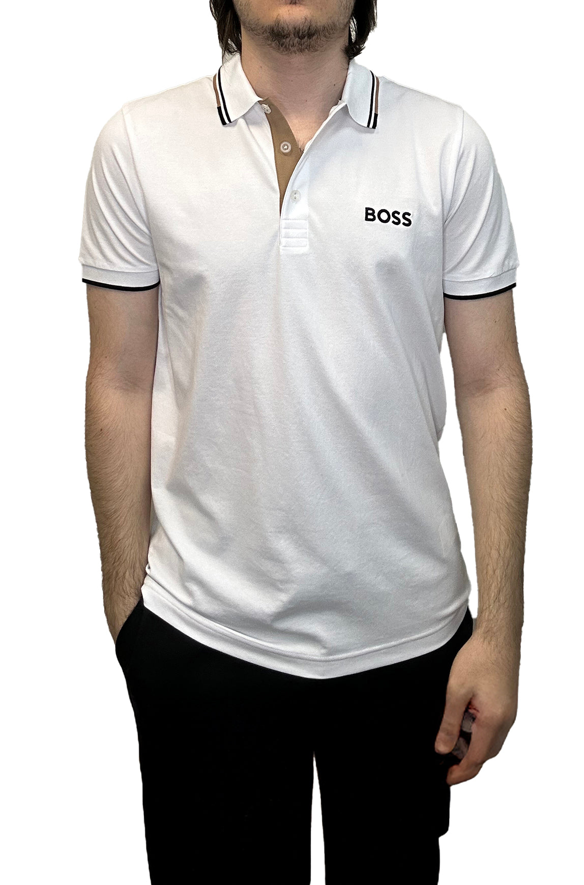 Polo sport pour homme par HUGO BOSS | 50469102 Naturel | Boutique Vvög, vêtements mode pour homme et femme