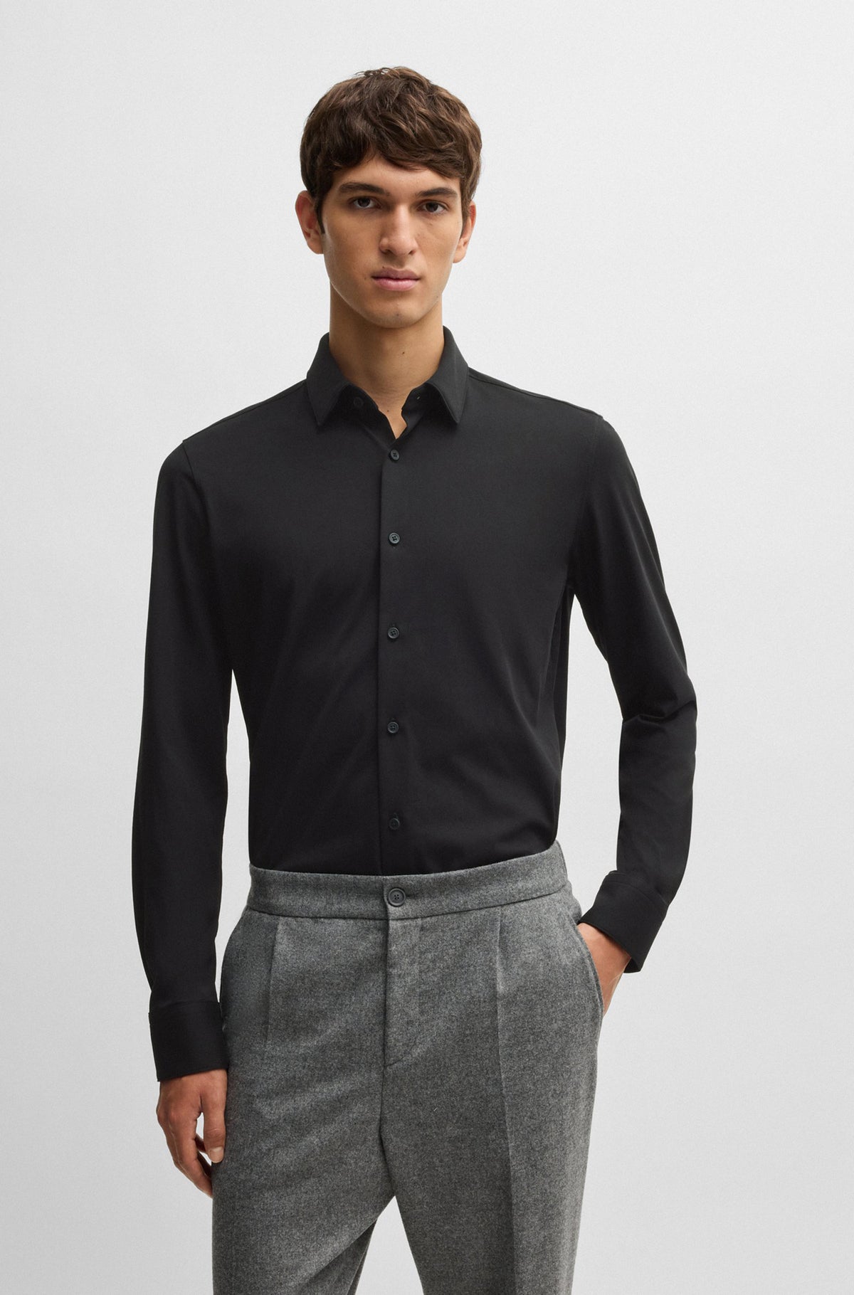 Chemise manches longues habillée pour homme par HUGO BOSS collection Business | 50474283 Noir/001-BLACK | Boutique Vvög, vêtements mode pour homme et femme