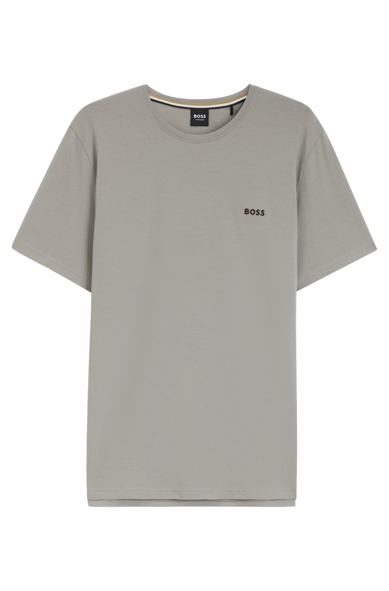 Vue produit de face d’un T-Shirt gris vert pâle à manches courtes avec petit logo poitrine pour homme par HUGO BOSS