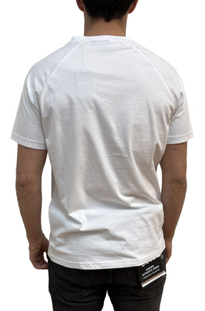 Vue arrière du t-shirt blanc à manches courtes, avec coutures raglan et ourlet droit pour homme par HUGO BOSS