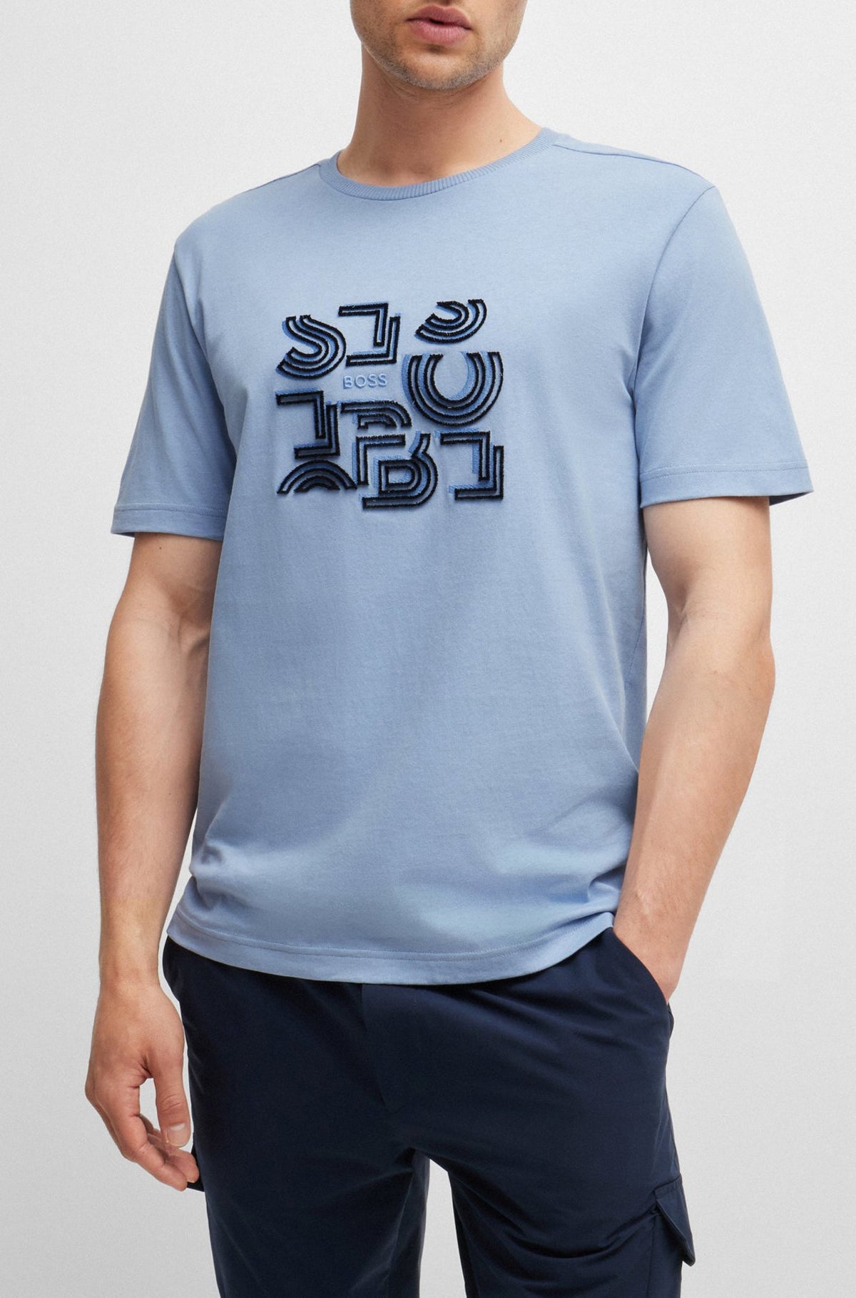 T-Shirt pour homme par HUGO BOSS | 50519350 Ouvert Bleu | Boutique Vvög, vêtements mode pour homme et femme