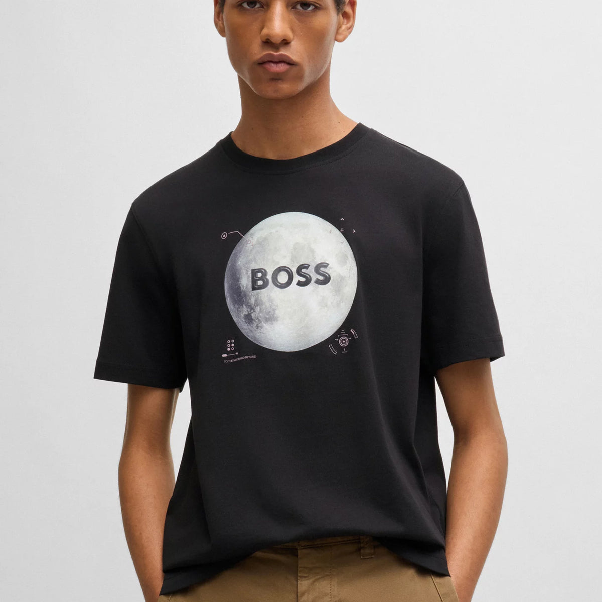 ★Hugo Boss★ Season Print Short Sleeve T-Shirt 50518900001 BOSS - Regular-fit T-shirt in cotton with monogram print - Black
