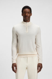 Chandail sport avec zip pour homme par HUGO BOSS | 50528300 Blanc | Boutique Vvög, vêtements mode pour homme et femme