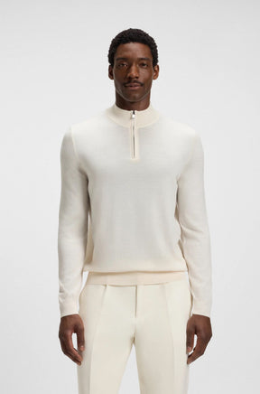 Chandail sport avec zip pour homme par HUGO BOSS | 50528300 Blanc | Boutique Vvög, vêtements mode pour homme et femme
