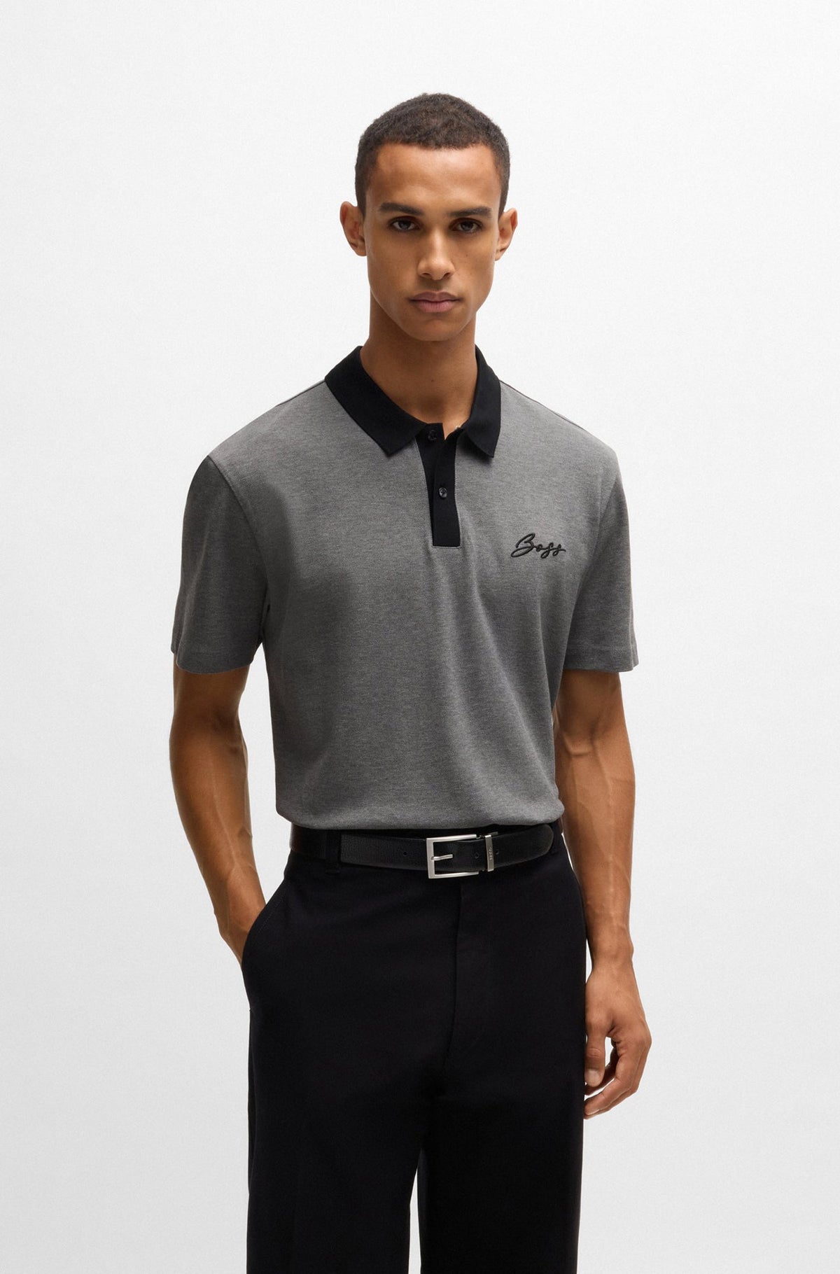 Polo pour homme par HUGO BOSS | 50531402 Gris Moyen | Boutique Vvög, vêtements mode pour homme et femme