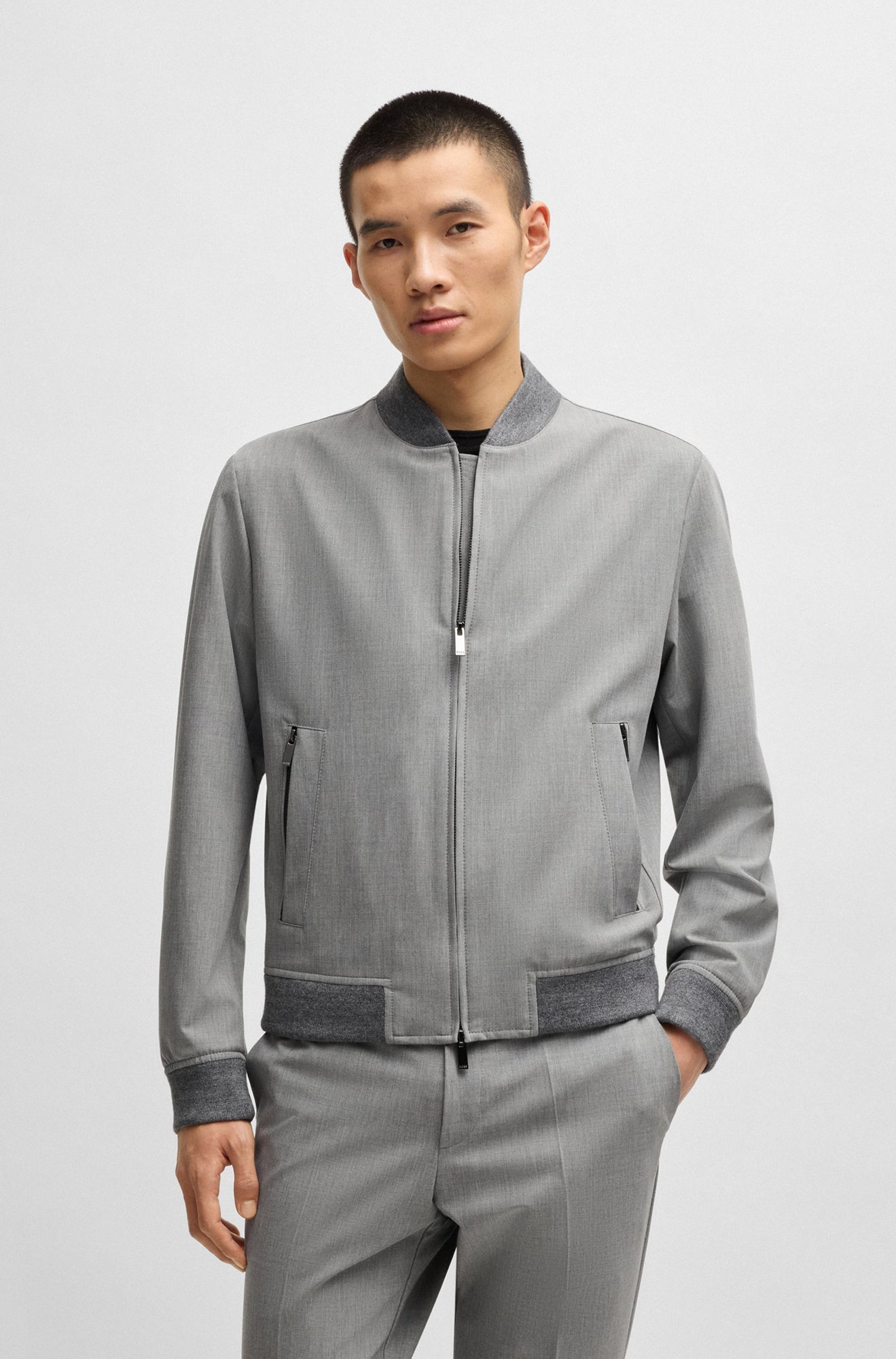 Men's mid-season windbreaker by HUGO BOSS | 50535707 Medium Grey