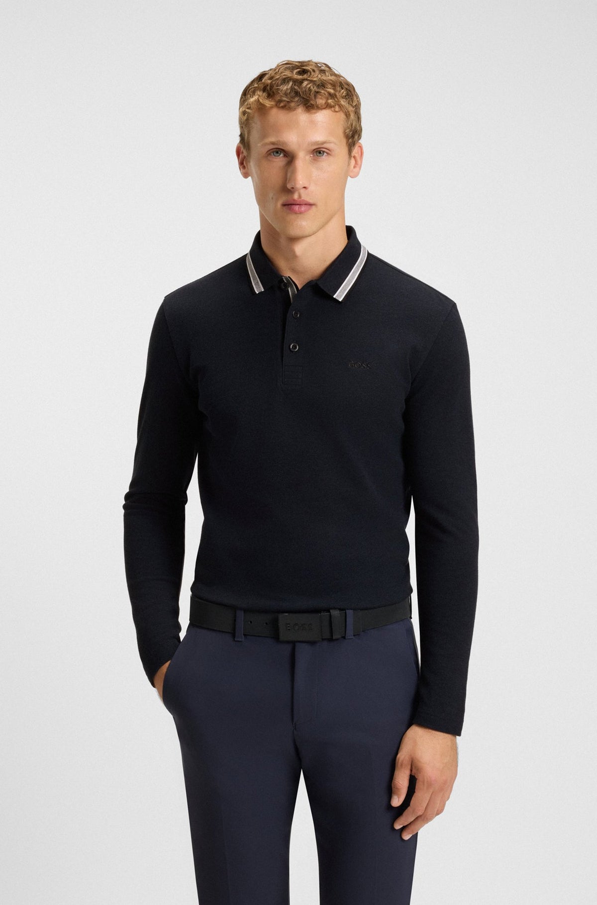 Polo manches longues pour homme par HUGO BOSS | 50536609 Marine | Boutique Vvög, vêtements mode pour homme et femme