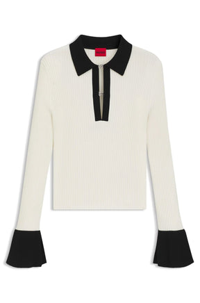 Chandail à col ouvert pour femme par HUGO BOSS | 50542608 Blanc Ouvert | Boutique Vvög, vêtements mode pour homme et femme