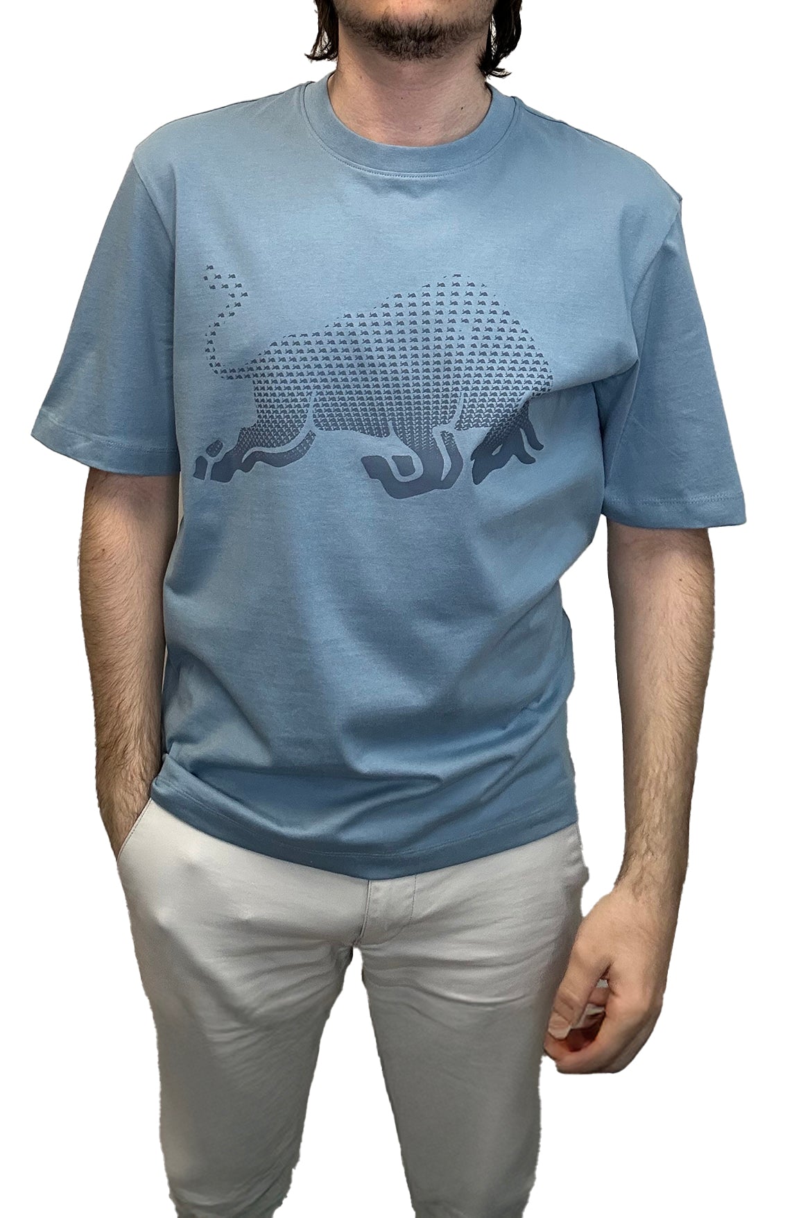 T-Shirt pour homme par HUGO BOSS | 50542775 Bleu Moyen | Boutique Vvög, vêtements mode pour homme et femme
