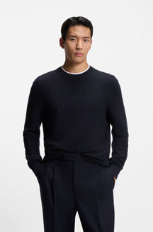 Tricot toutes saisons pour homme par HUGO BOSS | 50545283 Bleu Foncé | Boutique Vvög, vêtements mode pour homme et femme