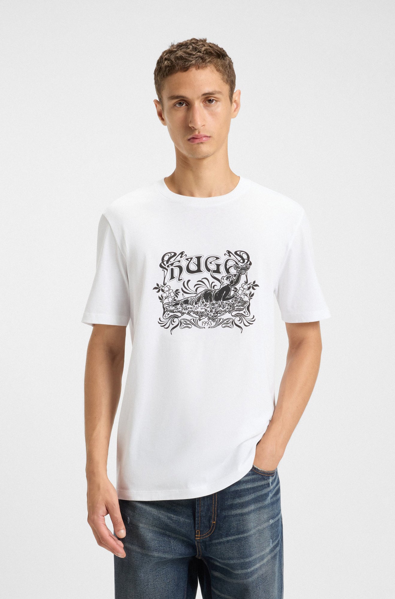 T-Shirt pour homme par HUGO | 50548565 Blanc | Boutique Vvög, vêtements mode pour homme et homme